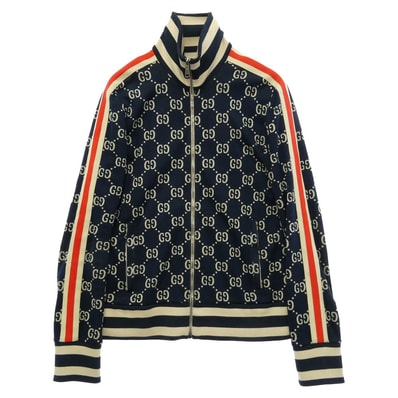 GUCCI グッチ 496919-X9V05 GG Jacquard Cotton Jacket GG ジャガード サイドライン トラック ジャケット ネイビー系【中古】