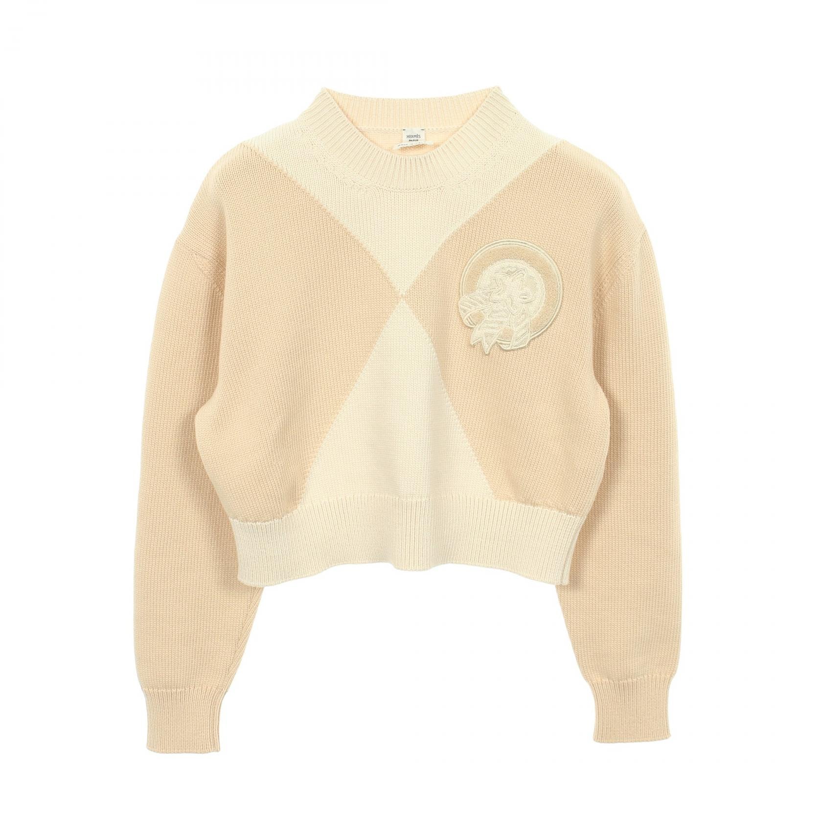 エルメス HERMES CANDY LIBRIS ニット 衣料品 トップス コットン ナイロン レディース ベージュ系 5H2639D9 【中古】
