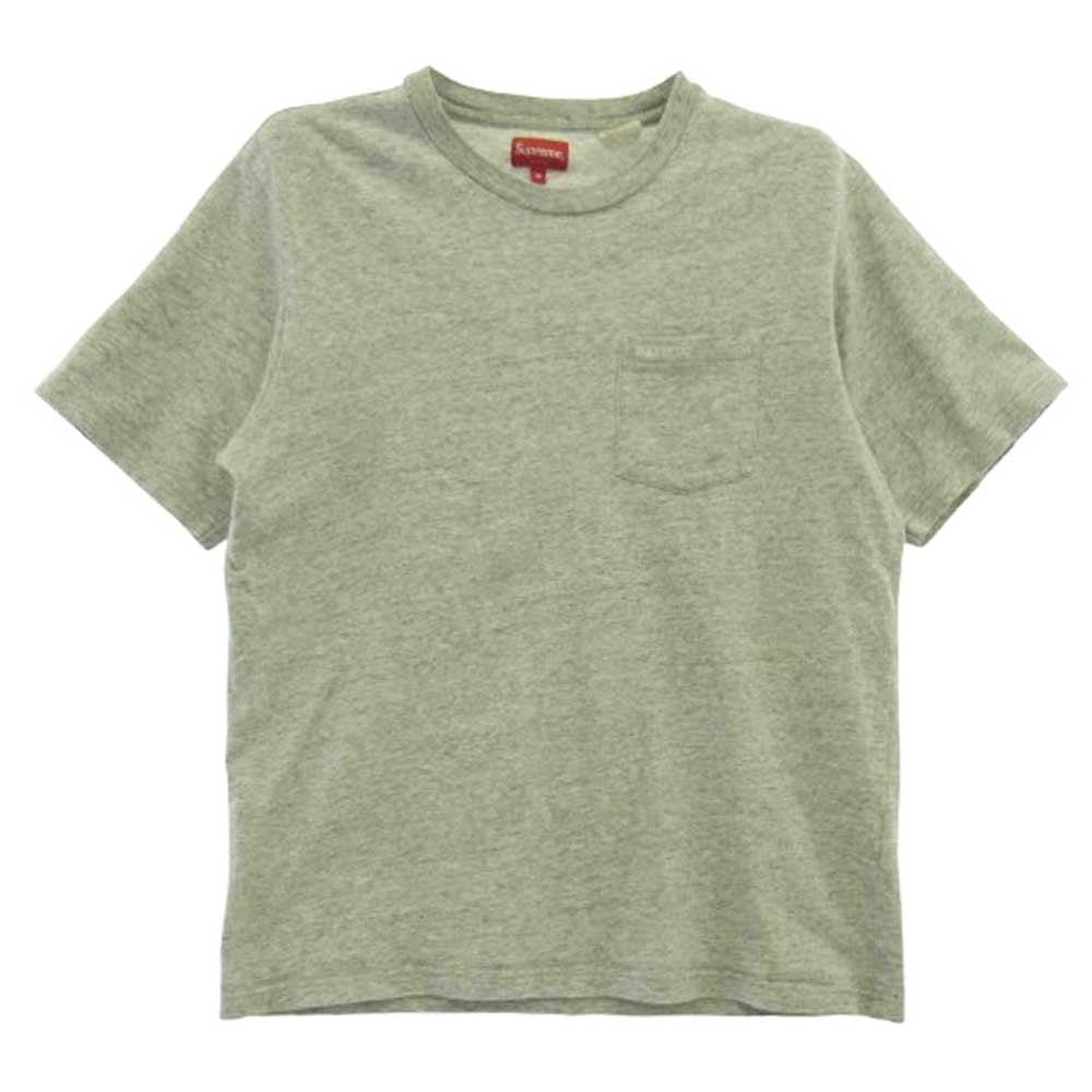 Supreme シュプリーム Tシャツ 22AW S/S Pocket Tee 刺繍ロゴ 半袖 ポケット Tシャツ グレー系 M【中古】