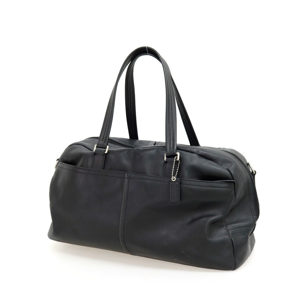 b*g様 美品　COACH オールレザー　ブラック　 ボストンバッグ B (目立った傷や汚れなし)】【中古】コーチ COACH レザー ボストン