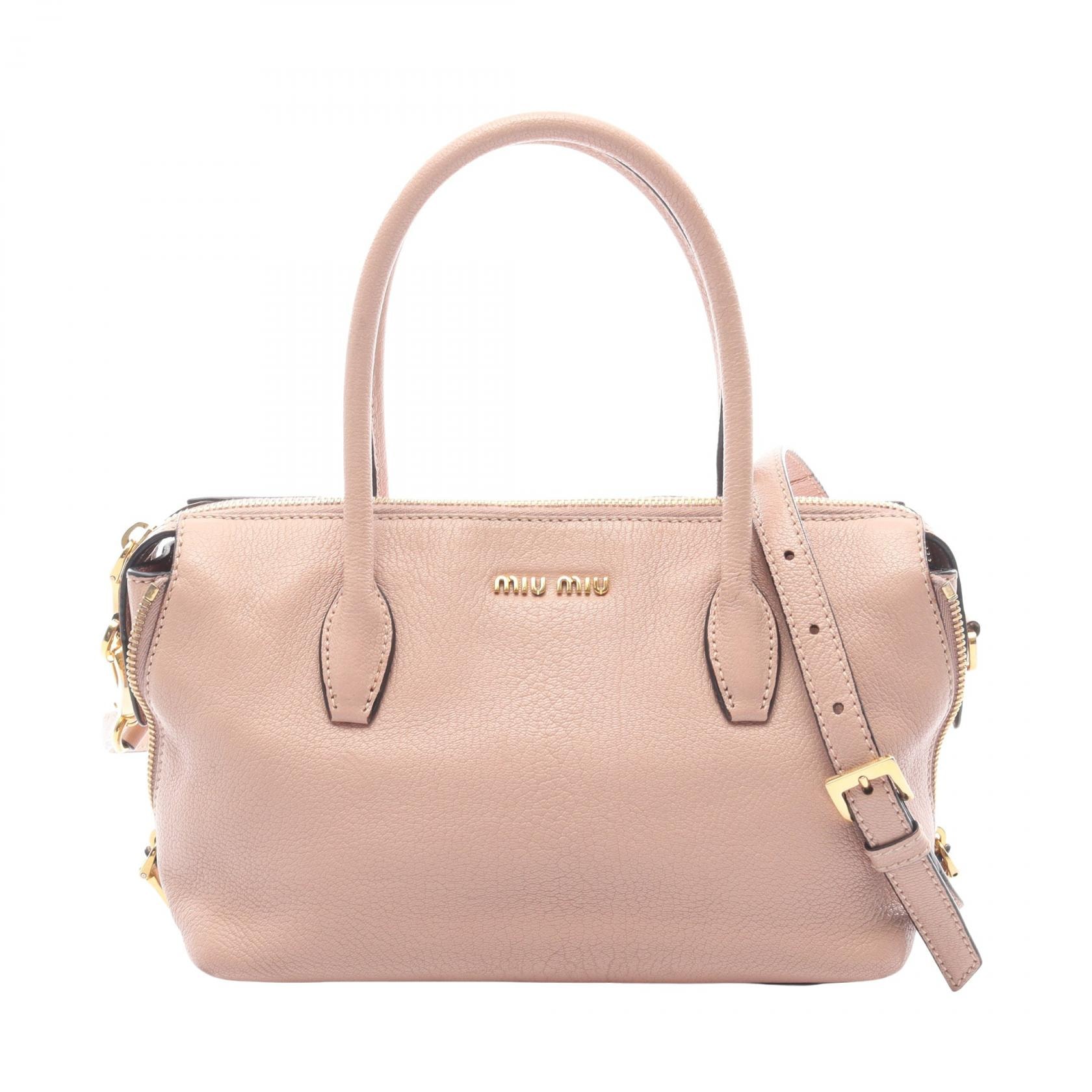 ミュウ ミュウ Miu Miu MADRAS マドラス 2WAY ハンドバッグ バッグ レザー レディース ピンク系 【中古】
