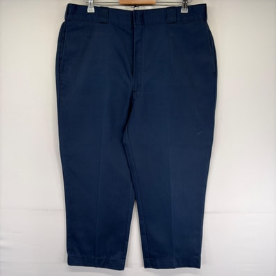 古着 ディッキーズ Dickies USA製 パンツ チビタグ 大きいサイズ ジッパーフライ センタープレス W40 L28 ネイビー系 メンズ