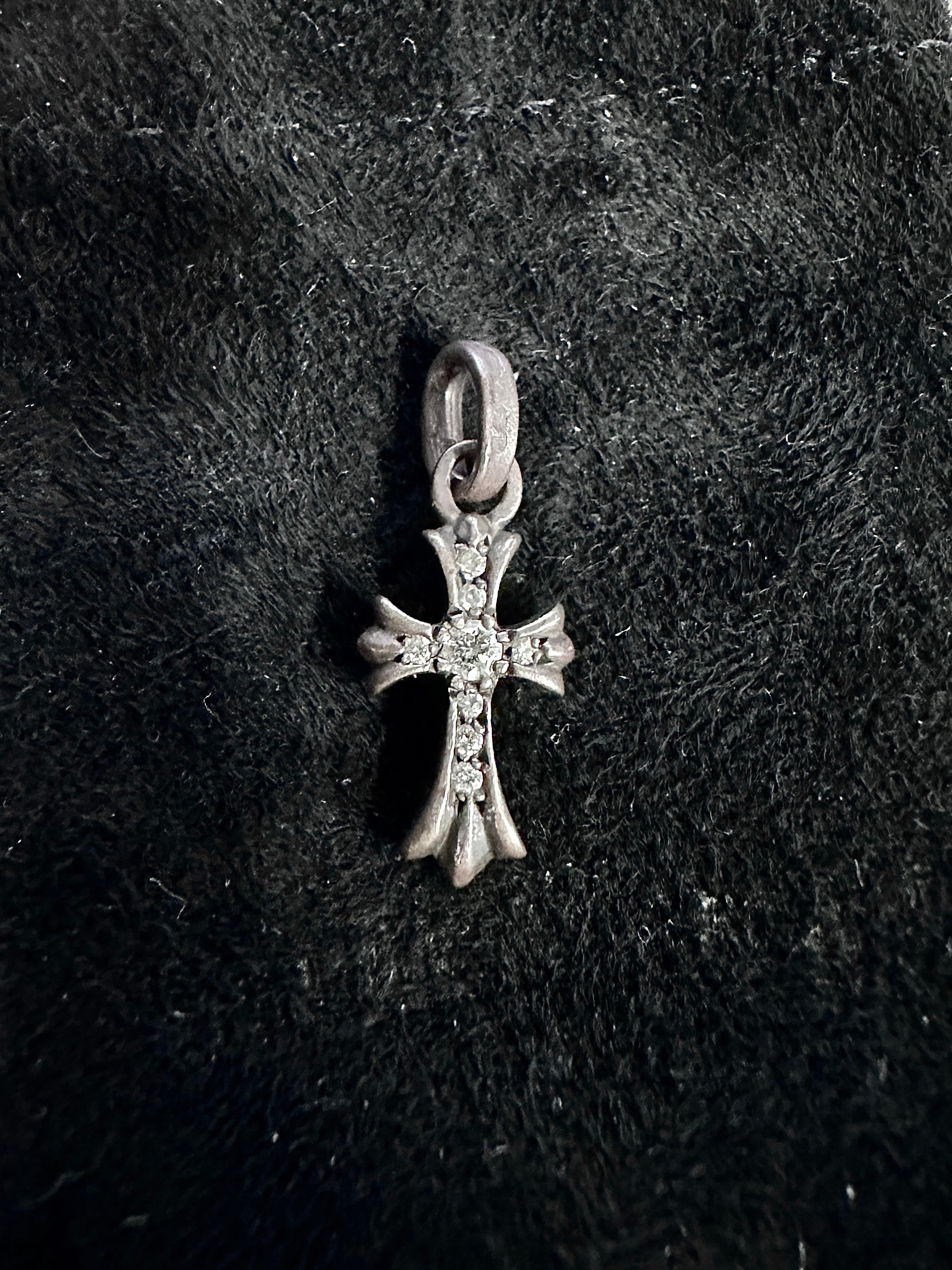 Chrome Hearts Cross Baby Fat Charm Pave Diamond "Silver"