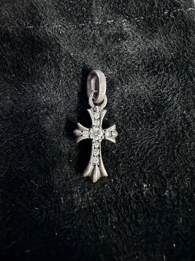 Chrome Hearts Cross Baby Fat Charm Pave Diamond "Silver"