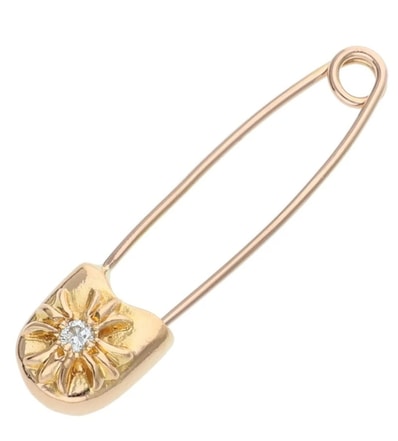 Chrome Hearts 22K Small Safety Pin 1 Diamond Charm "Yellow Gold"