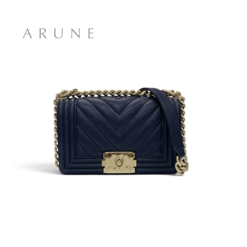 シャネル CHANEL ボーイシャネル20 バッグ ショルダーバッグ ネイビー ゴールド ココマーク スモール Vステッチ