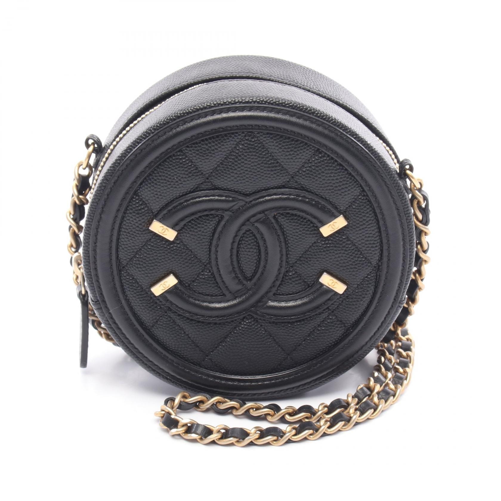 シャネル CHANEL CCフィリグリー ショルダーバッグ バッグ カーフ(牛革) レディース ブラック系 AP0365 【中古】