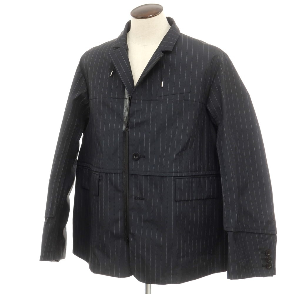 【中古】サカイ Sacai ポリエステル ストライプ ジャケット ブルゾン チャコールグレー【サイズ4】【メンズ】