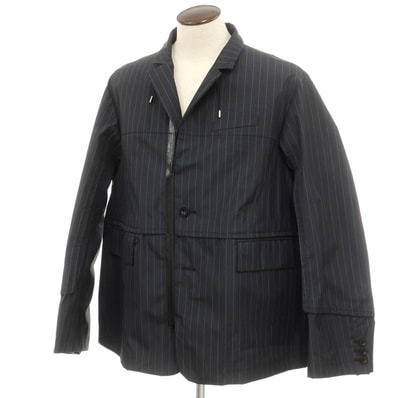 【中古】サカイ Sacai ポリエステル ストライプ ジャケット ブルゾン チャコールグレー【サイズ4】【メンズ】