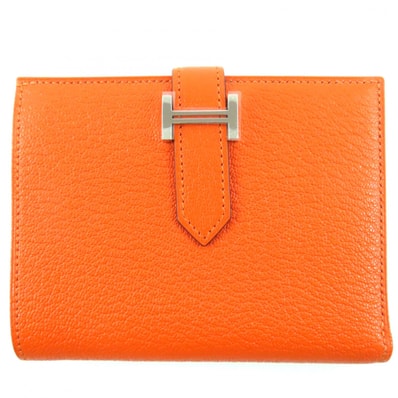 未使用品 エルメス 二つ折り財布 ベアンコンパクト オレンジ レディース