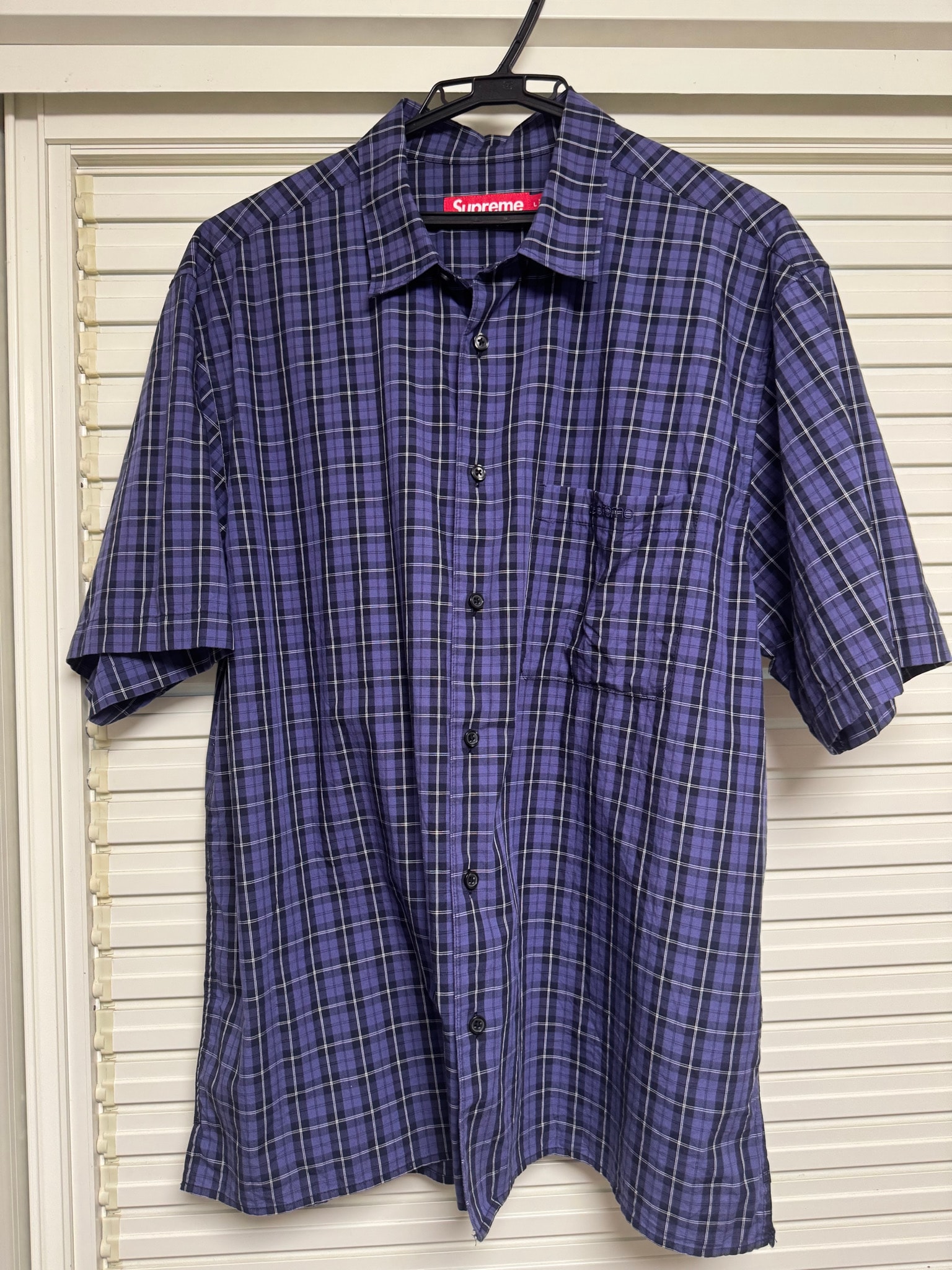 Supreme Loose Fit Mini Plaid S/S Shirt "Navy"