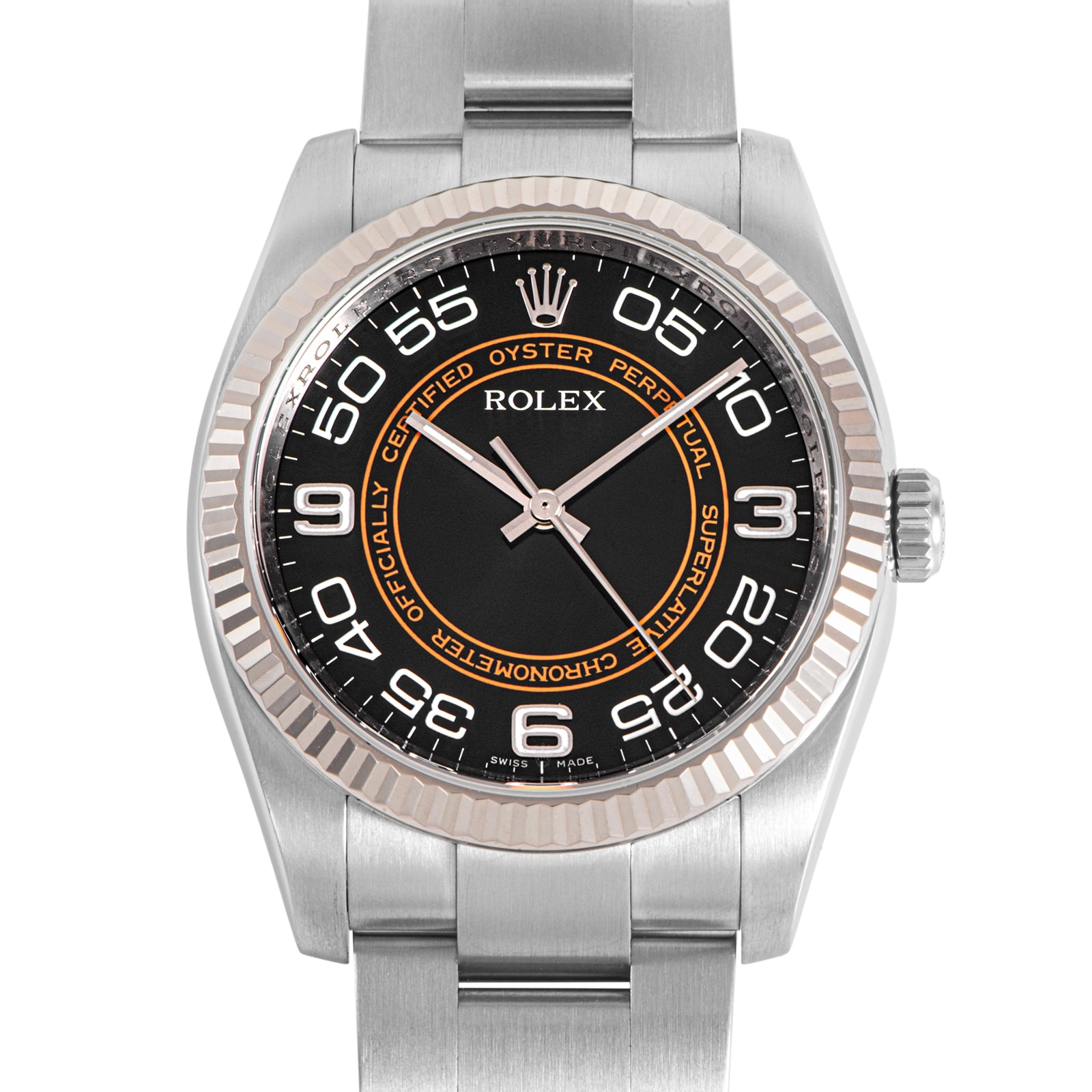 ROLEX ロレックス オイスターパーペチュアル 116034 ランダム番 コンセントリック 分表示アラビア数字 Harley Dial SS/WG【中古】