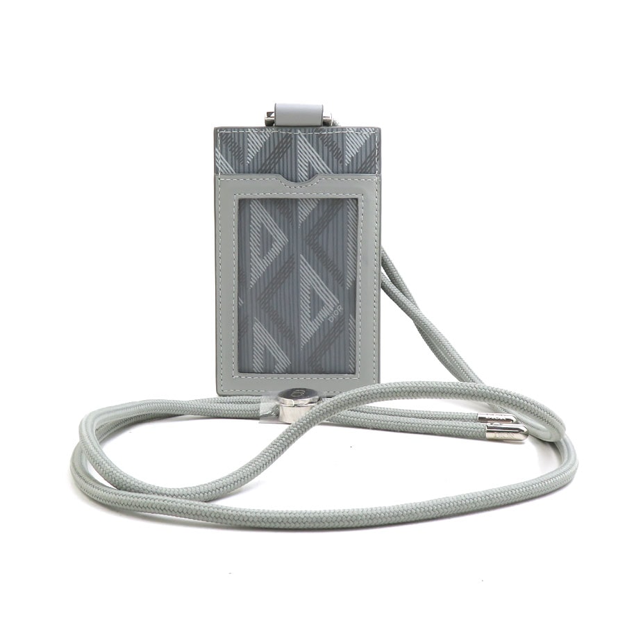 クリスチャンディオール Christian Dior パスケース ネックパスケース レザー グレー メンズ【中古】 r11018a