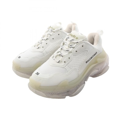 バレンシアガ BALENCIAGA TRIPLE S トリプルS スニーカー 靴 レザー ファブリック レディース ホワイト系 【中古】