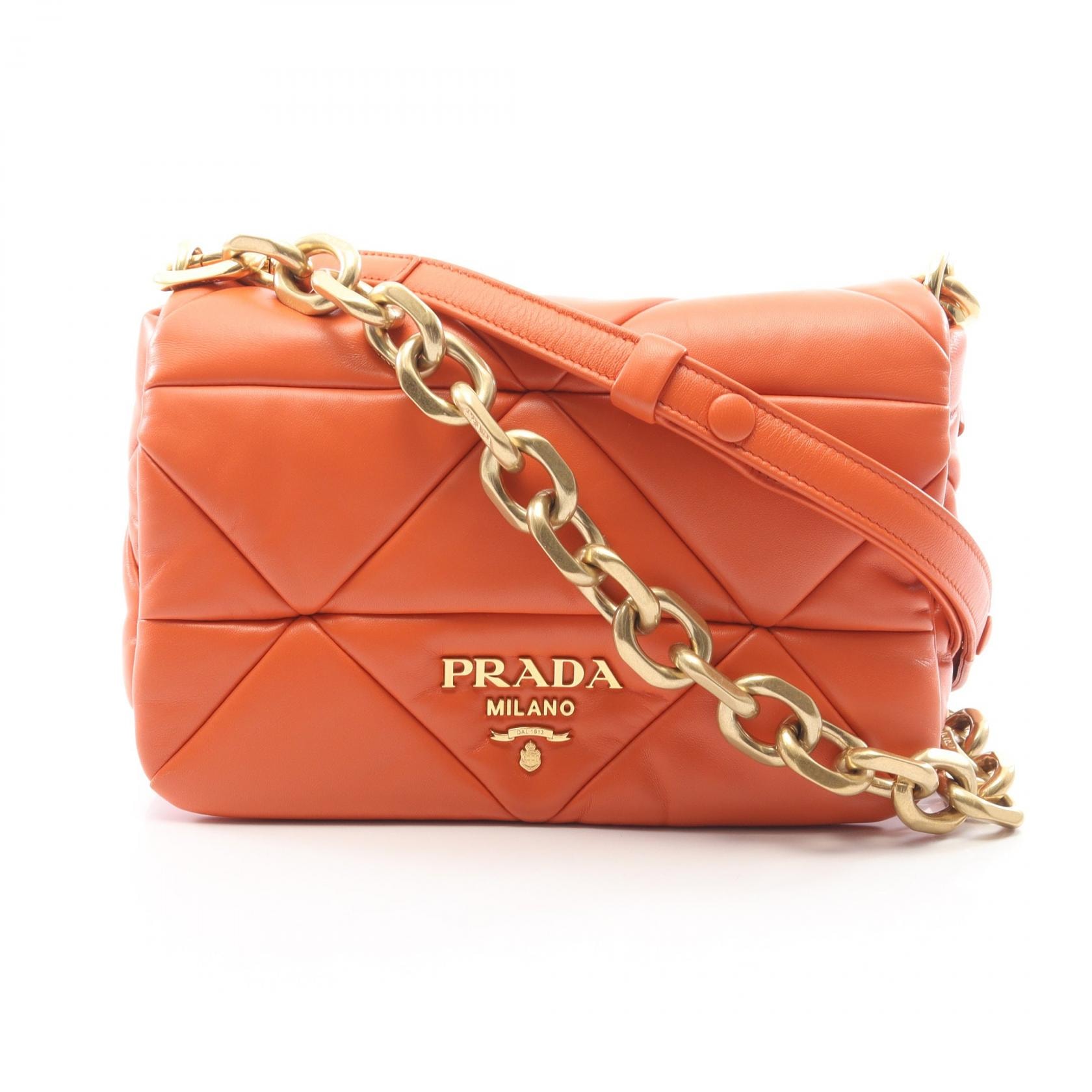 プラダ PRADA 2WAY ショルダーバッグ バッグ レザー レディース オレンジ系 【中古】