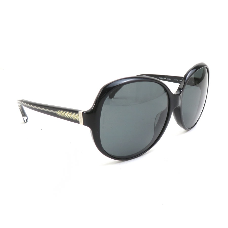 シャネル CHANEL サングラス プラスチック ブラック レディース【中古】 r11089a