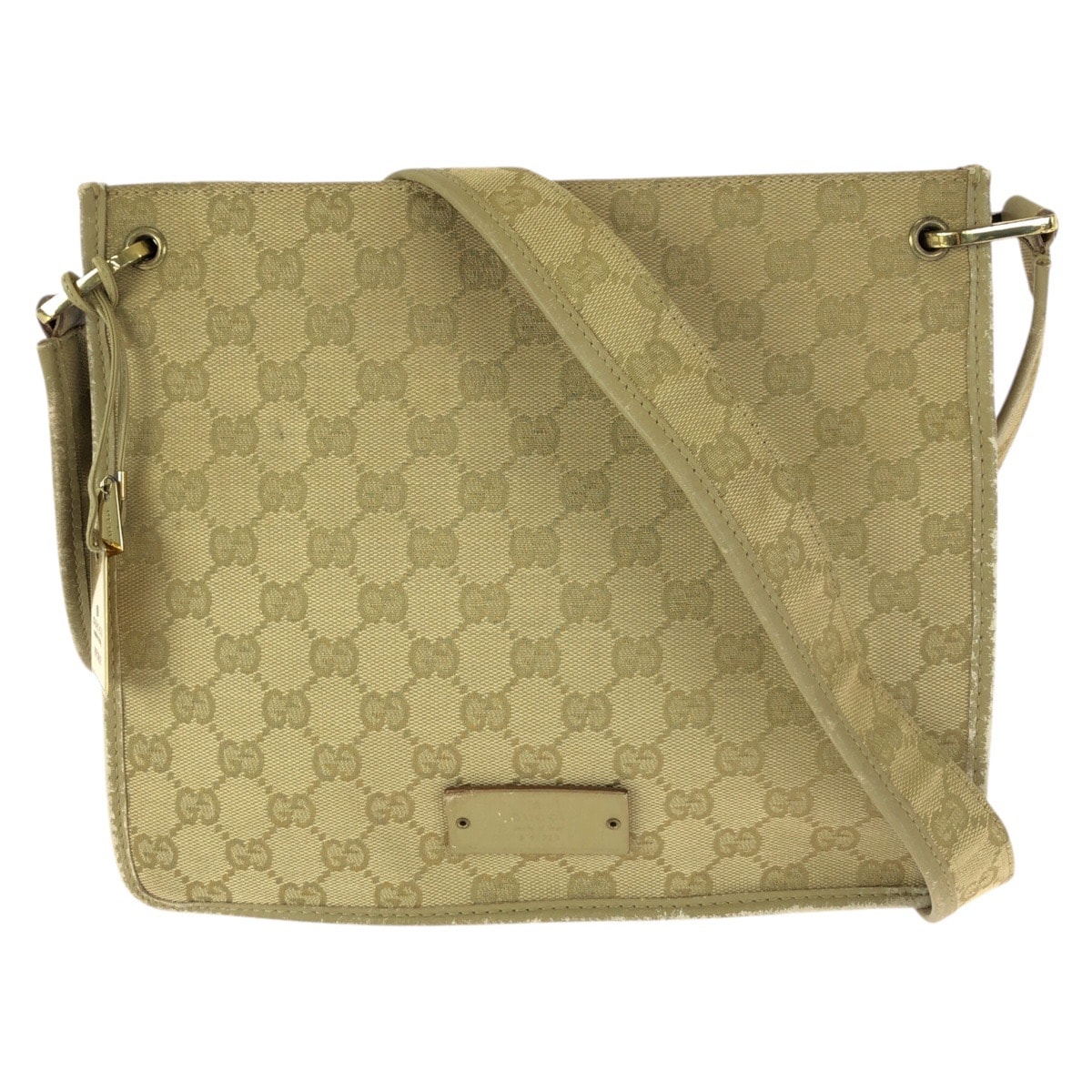 GUCCI グッチ ベージュ ゴールド金具 GGキャンバス レザー/ ショルダーバッグ 603227 【中古】