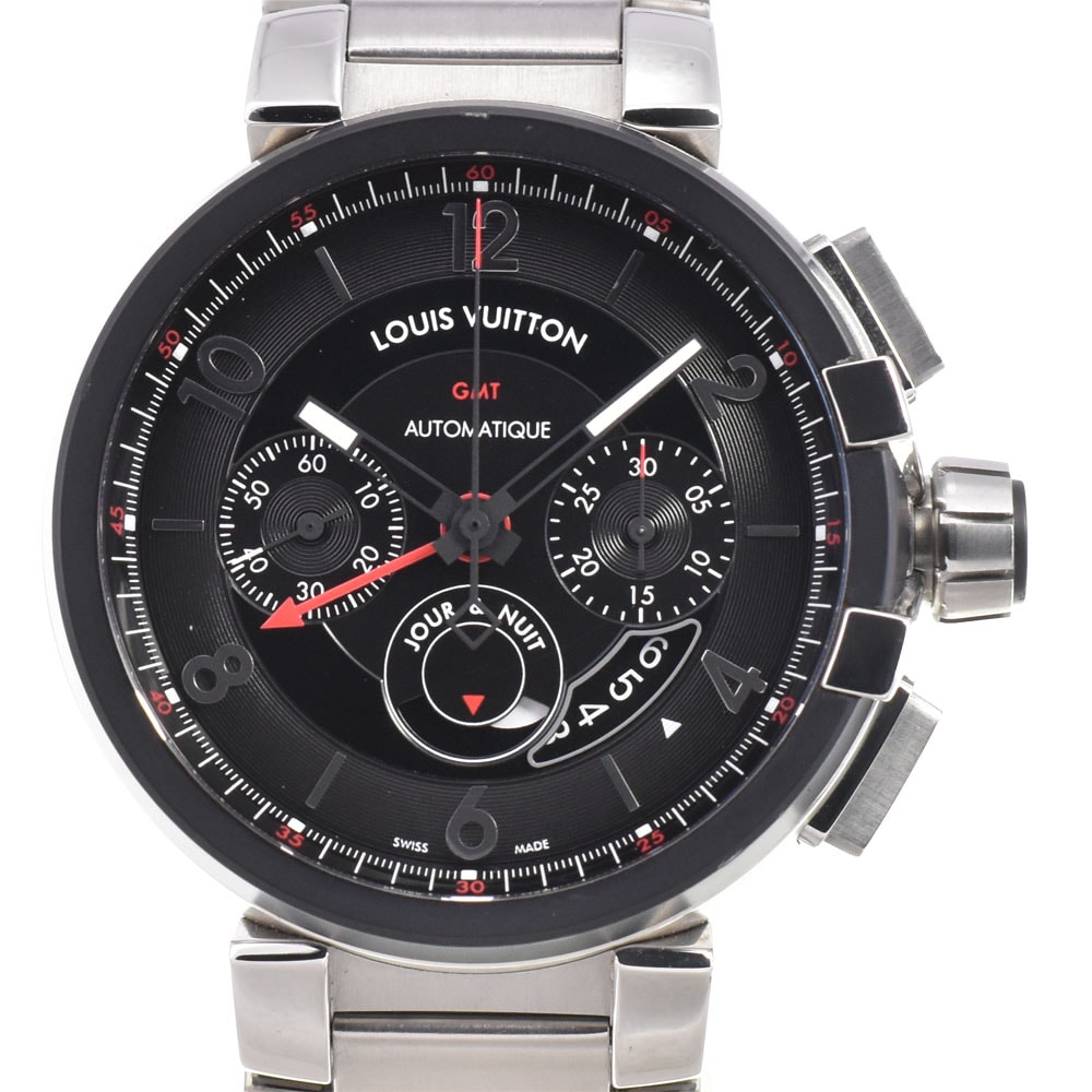 ルイ・ヴィトン LOUIS VUITTON Q1052 タンブール クロノグラフ GMT 自動巻き メンズ 美品 R#146030