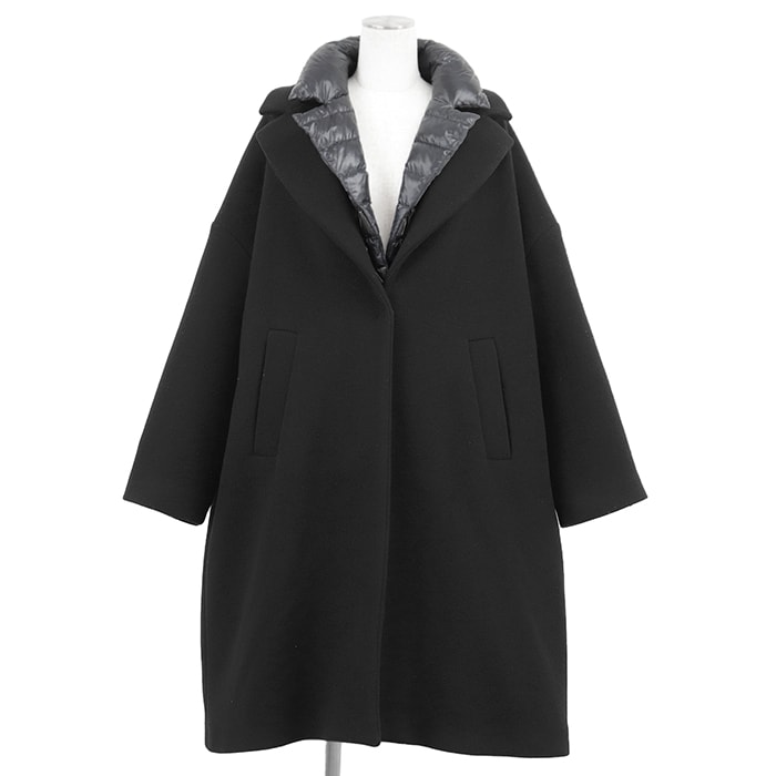 【未使用】Herno Resort ヘルノ リゾート ダウンコンビコート サイズ 42 レディース ロゴ ボタン 3WAY デタッチャブル ダウンライナー取外可 防寒 アウター ライナー付属 ブラック 黒 イタリア製