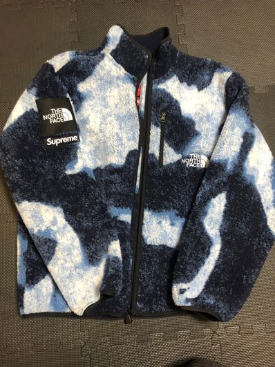 Supreme x The North Face Bleached Denim Print Fleece Jacket "Indigo"