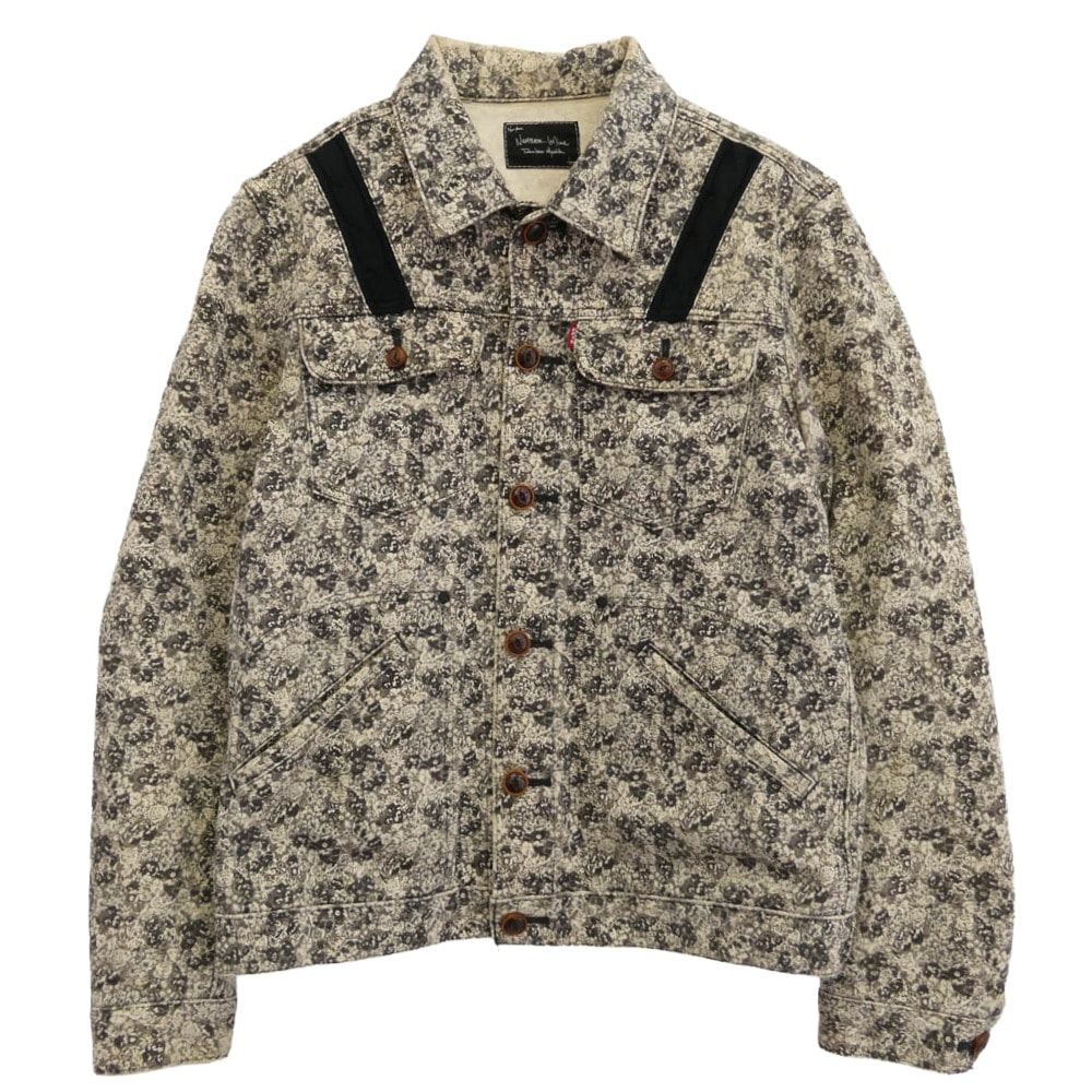 NUMBER(N)INE ナンバーナイン ジャケット カート期 アーカイブ 宮下貴裕本人期 花柄 リバティ トラッカー ジャケット ベージュ系 ブラック系 2【中古】