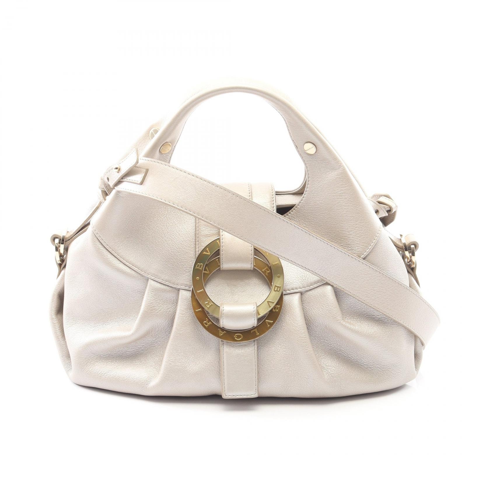ブルガリ BVLGARI チャンドラ ハンドバッグ バッグ レザー レディース グレー系 【中古】