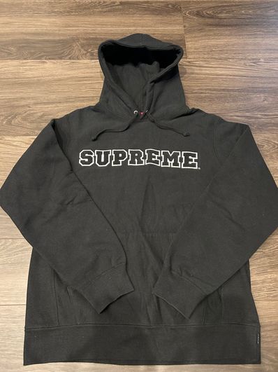 Supreme Cord Collegiate Logo Hooded Sweatshirt "Black"
