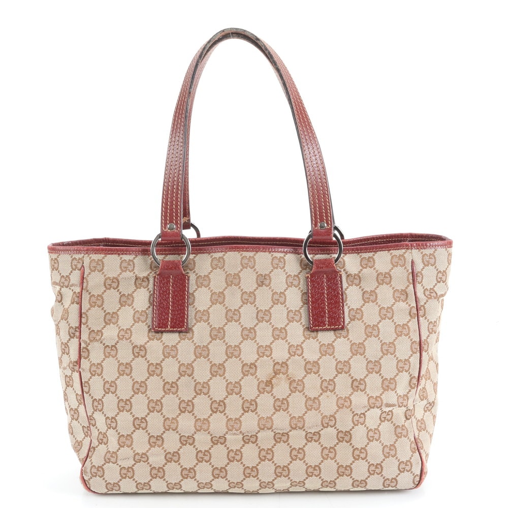 グッチ GGキャンバス 113017 トート バッグ レザー×キャンバス