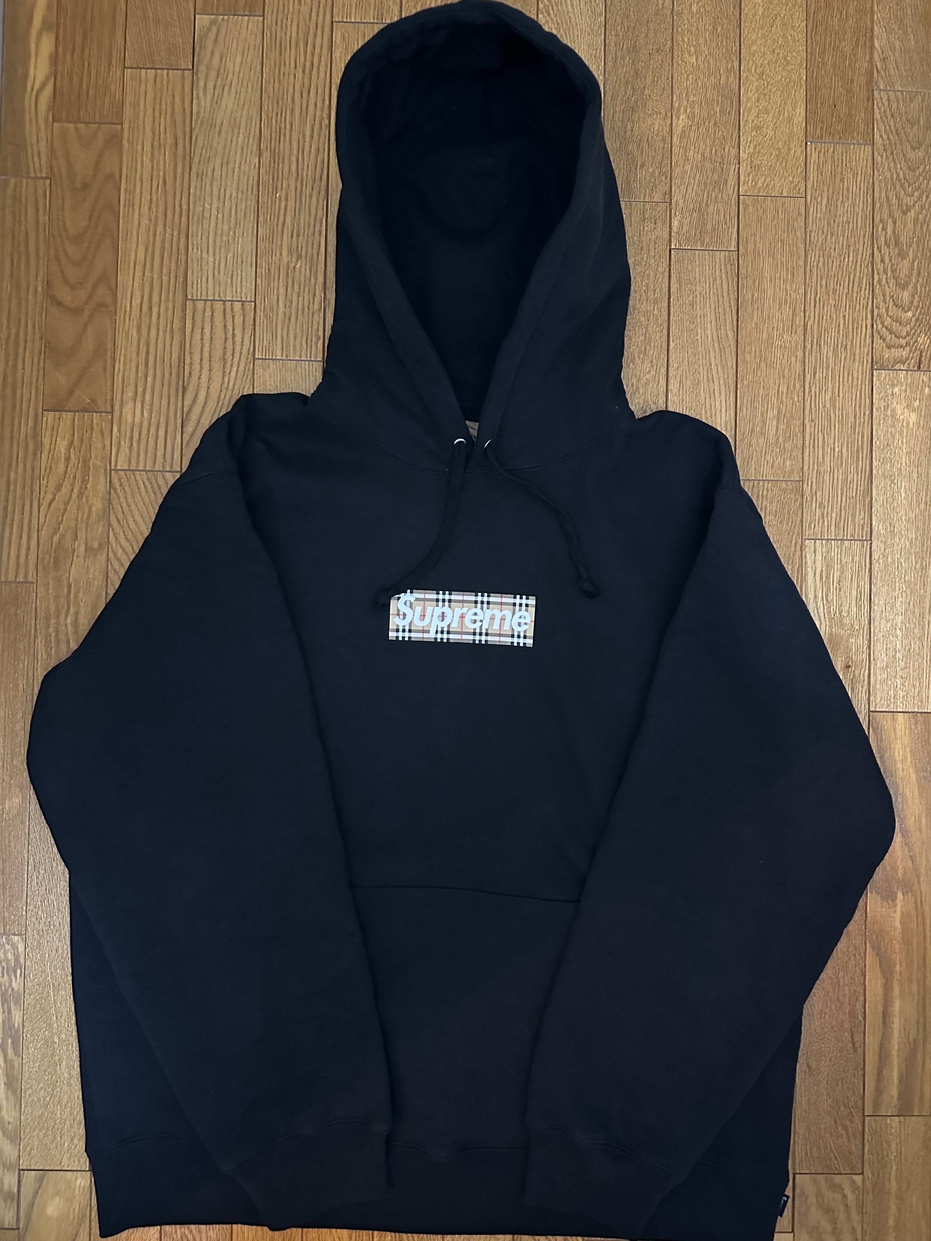 Supreme / Burberry Box Logo Hooded Sweatshirt "Black"