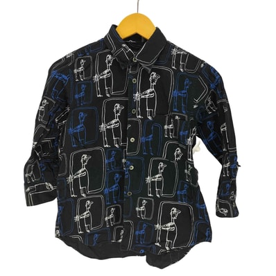 14SS 総柄 グラフィックプリント 7分袖 レギュラーカラーシャツ【1142360239665】