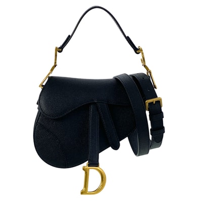 Christian Dior クリスチャンディオール サドル ミニ ショルダーバッグ M0456CBAA_M900 レザー ブラック レディース【中古】