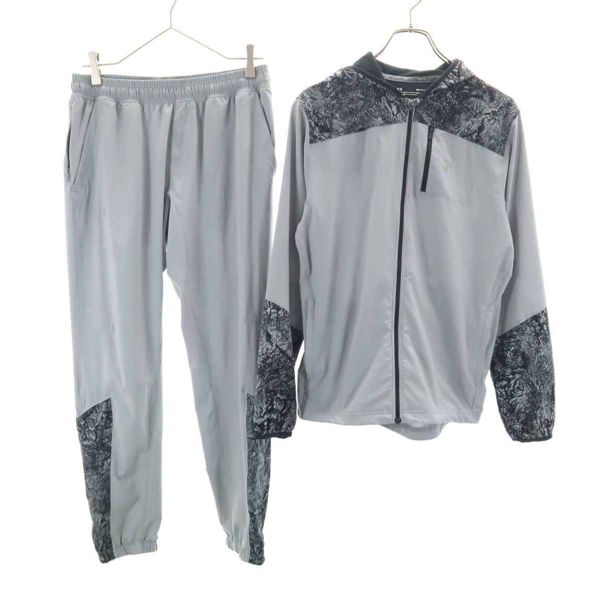 UNDER ARMOUR アンダーアーマー トレーニング 長袖 ジップパーカー 上下セットアップ SM/MD グレー