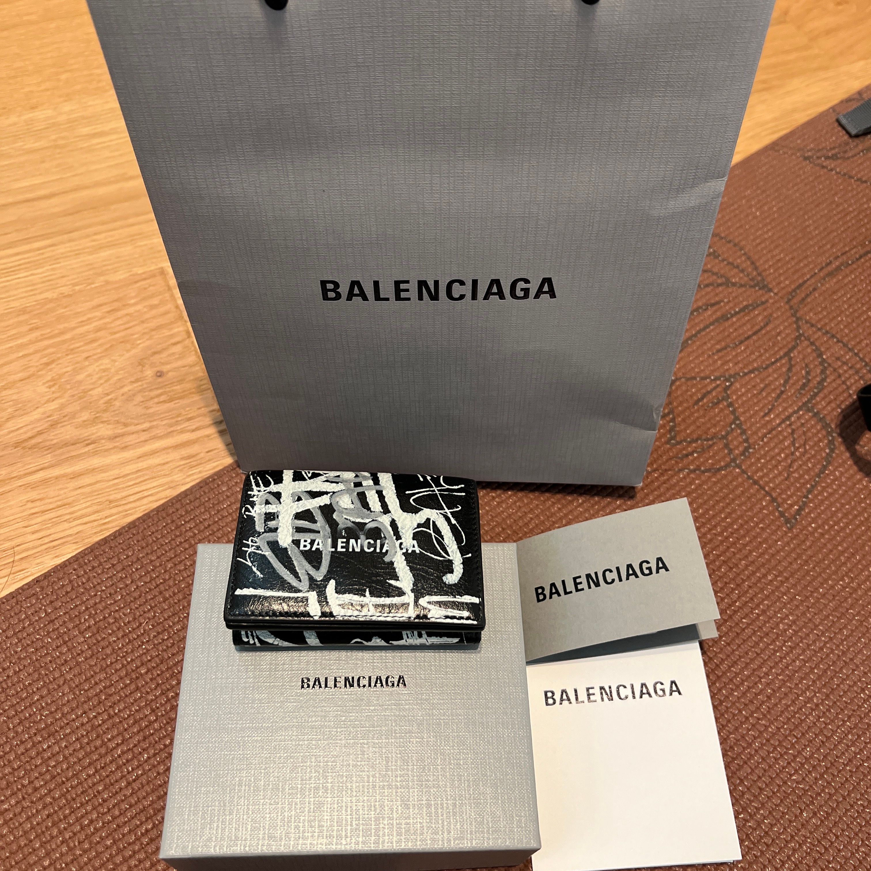 BALENCIAGA Graffiti Explorer Square Coin "Black"