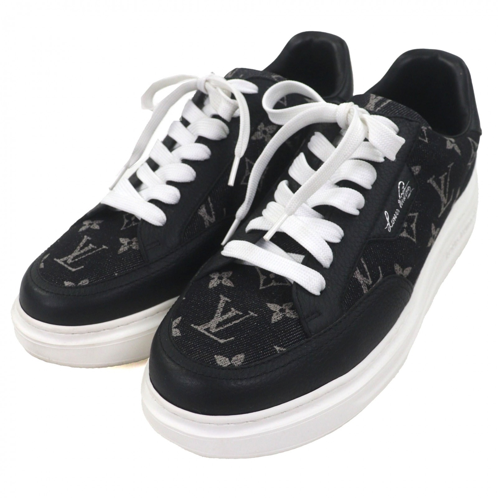 美品 ルイヴィトン ローカットスニーカー ブラック メンズ 7 1ACQL7