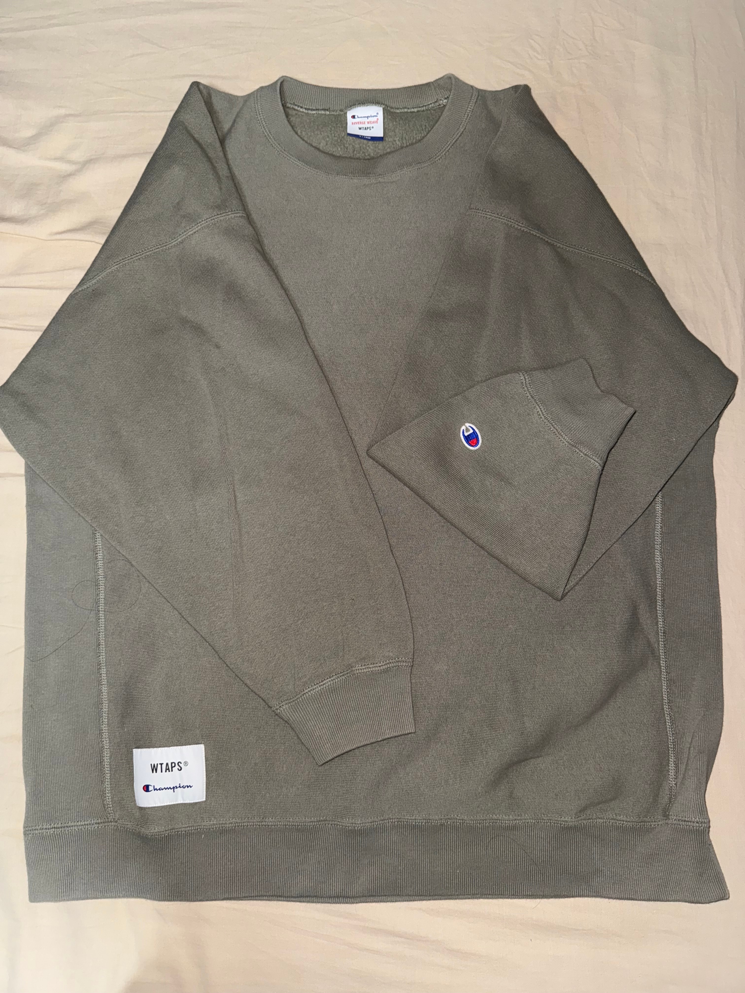 Wtaps ACADEMY / CREW NECK / COTTON. CHAMPION. REVERSE WEAVE "Olive Drab" (672)