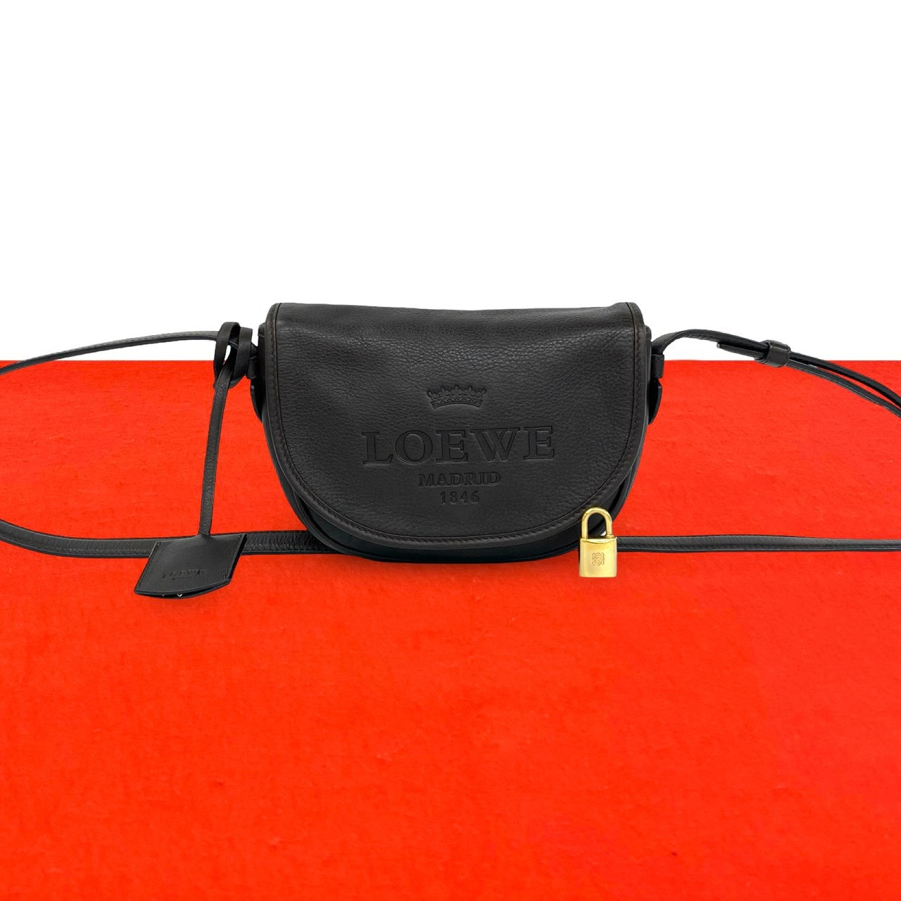 LOEWE ロエベ ロゴ 型押し レザー ショルダーバッグ ブラウン
 20016