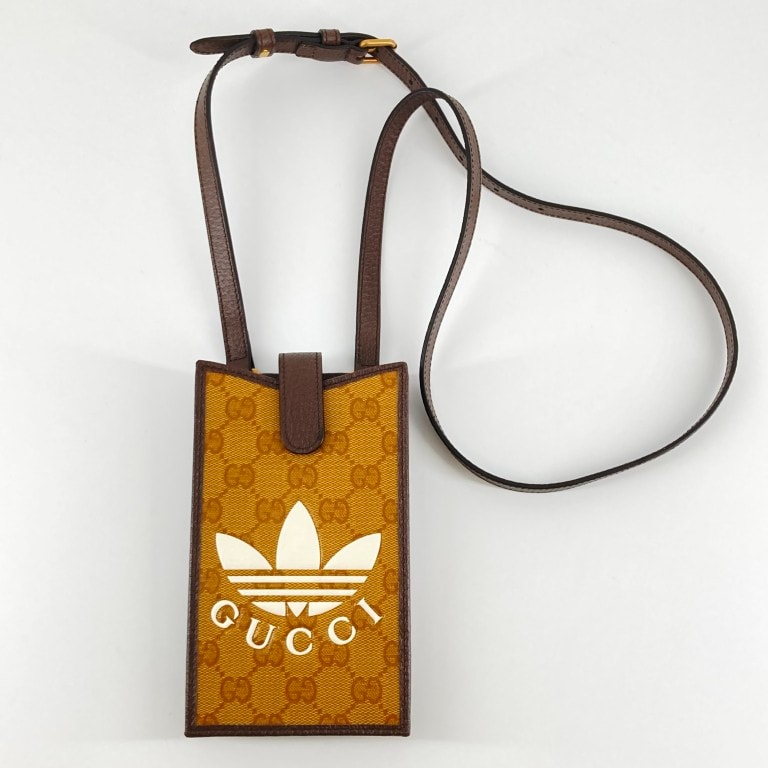 GUCCI(グッチ) adidasコラボ スマートフォンケース 702203 ショルダーバッグ イエロー×ブラウン