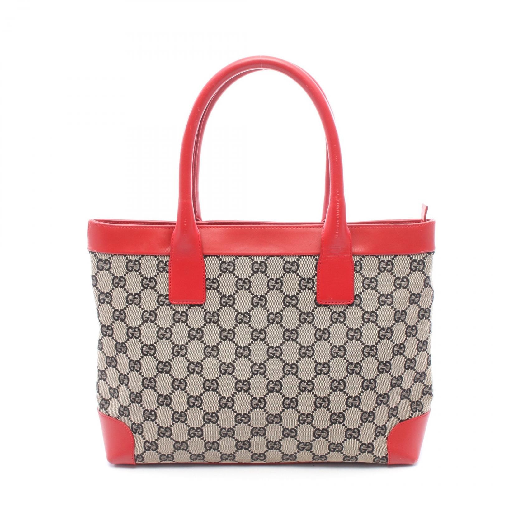 グッチ GUCCI GGキャンバス トートバッグ バッグ キャンバス レザー レディース ベージュ系 / ブラック系 / レッド系 002 1119 【中古】