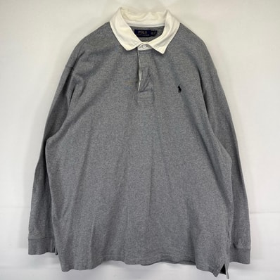 古着 ポロ・ラルフローレン POLO RALPH LAUREN 長袖シャツ ラガーシャツ ワンポイント刺繍ロゴ 大きいサイズ 2XL グレー系 メンズ