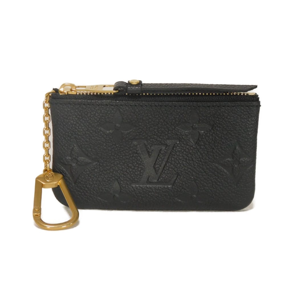 LOUIS VUITTON ルイ・ヴィトン ポシェット クレ 現行 LVロゴ フラワー エンボス ブラック キーリング ゴールド 小銭入れ 財布 ミニウォレット モノグラム アンプラント ノワール コインケース M80879