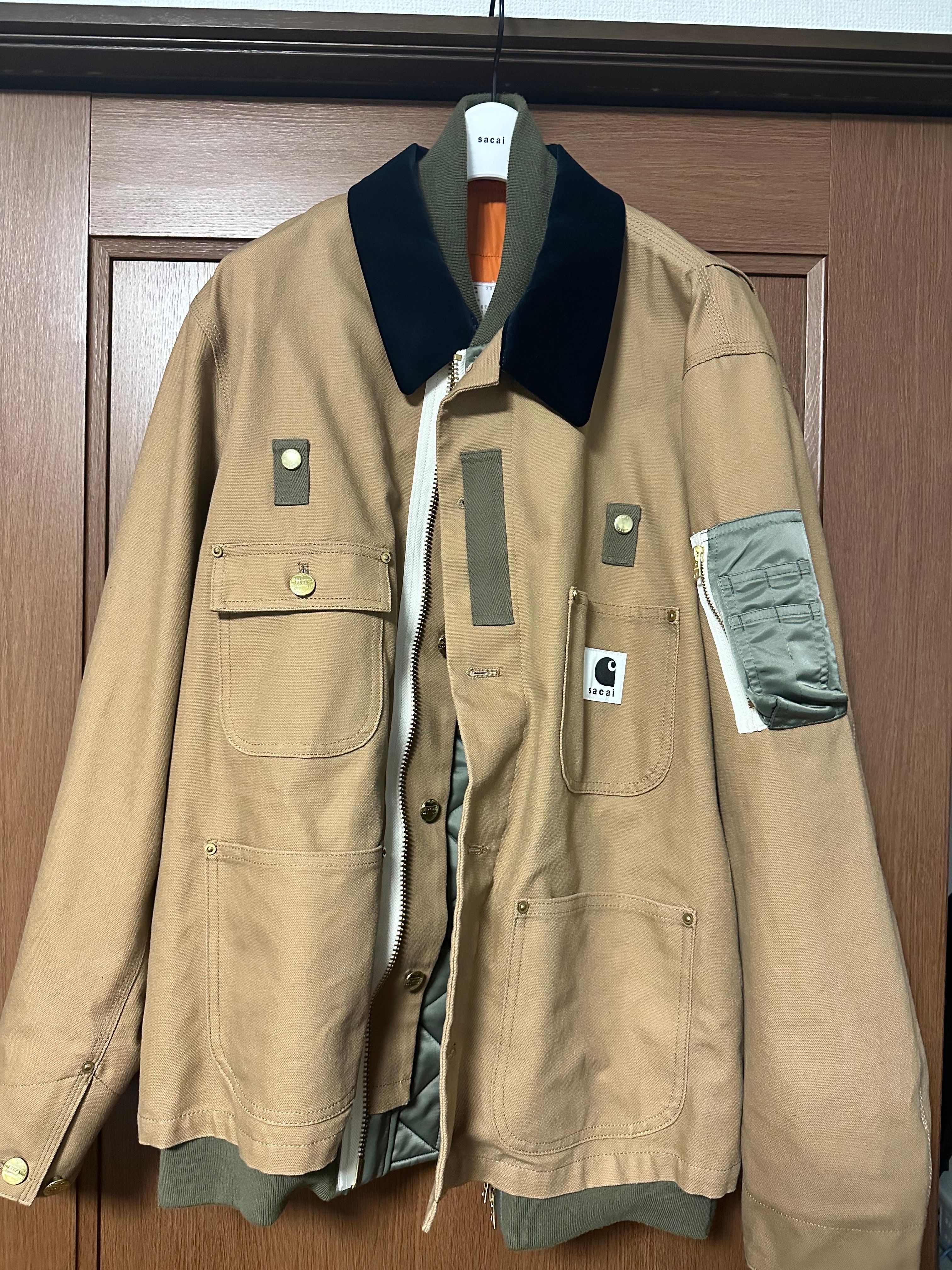 カーハート WIP x サカイ キャンバス MA-1 ジャケットミシガン "ベージュ"