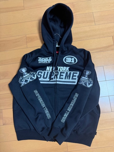 Supreme Football Zip Up Hooded Sweatshirt "Black"