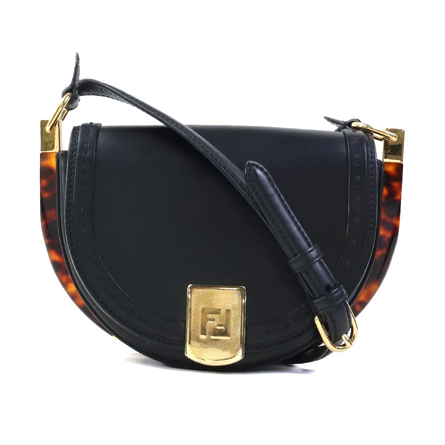 フェンディ FENDI ショルダーバッグ ムーンライト レザー ブラック/ブラウン ゴールド レディース 8BT346 ABVL【中古】 e62041a