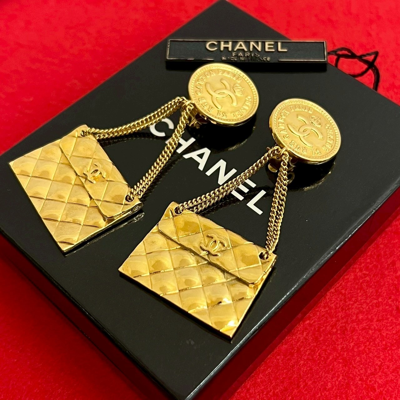 CHANEL シャネル ココマーク マトラッセ バッグ モチーフ GP イヤリング ゴールド
69072