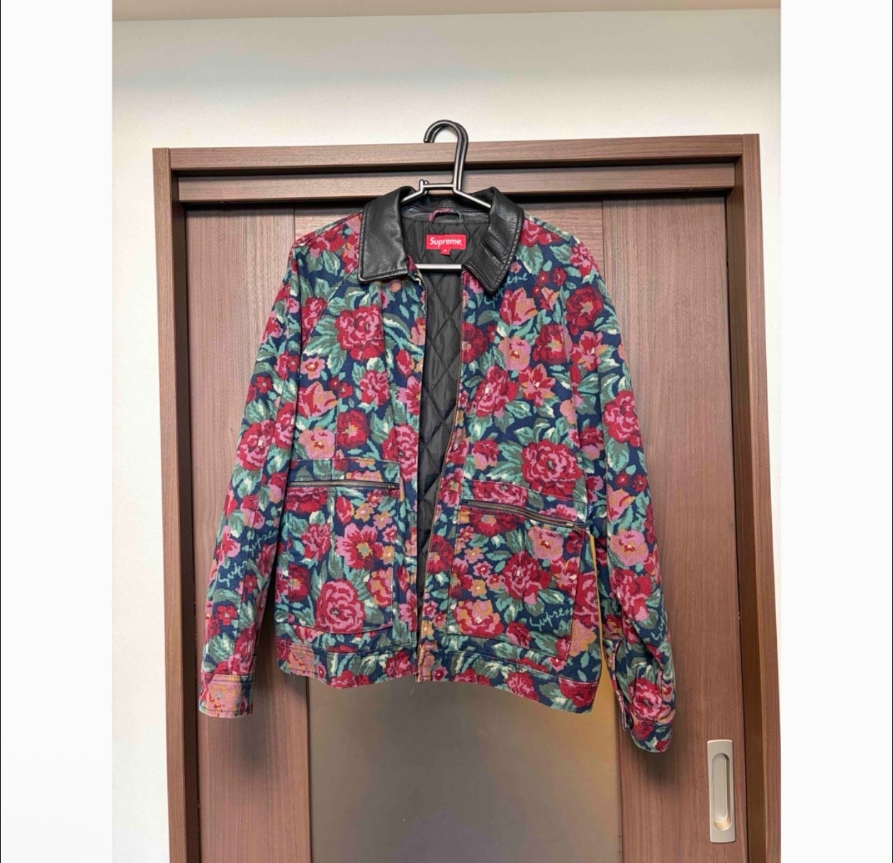 Supreme Leather Collar Work Jacket "Digi Floral"
