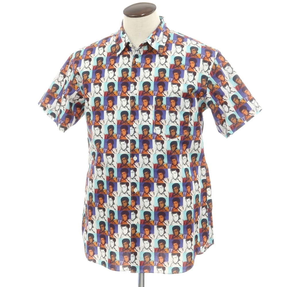 【中古】コムデギャルソンシャツ COMME des GARCONS SHIRT × Andy Warhol 2024年春夏 コットン 半袖シャツ ホワイト系【サイズL】【メンズ】