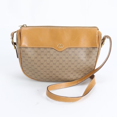 グッチ マイクロGGショルダーバッグ レザー×コーティングキャンバス