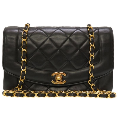 シャネル ダイアナ マトラッセ 22 ラムスキン ブラック