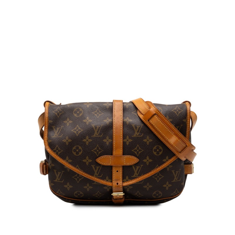 ルイ ヴィトン モノグラム ソミュール30 斜め掛け ショルダーバッグ M42256 ブラウン PVC レザー レディース LOUIS VUITTON 中古