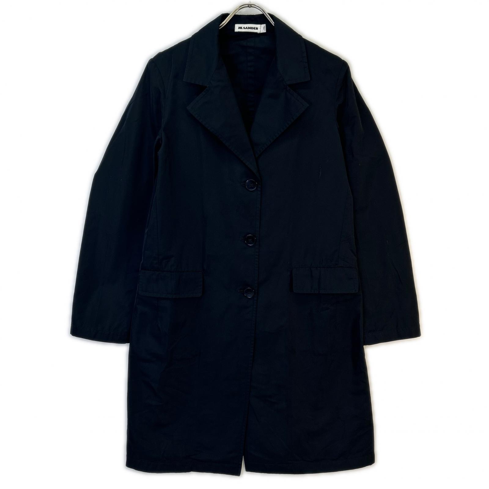 ジルサンダー JSPH120505 ネイビー シルク混 薄手 3B チェスターコート 36